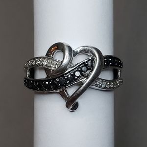 Black diamond heart ring size 7